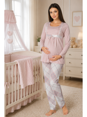 Effortt 8082 Pudra  Dantelli Lohusa Pijama Takım